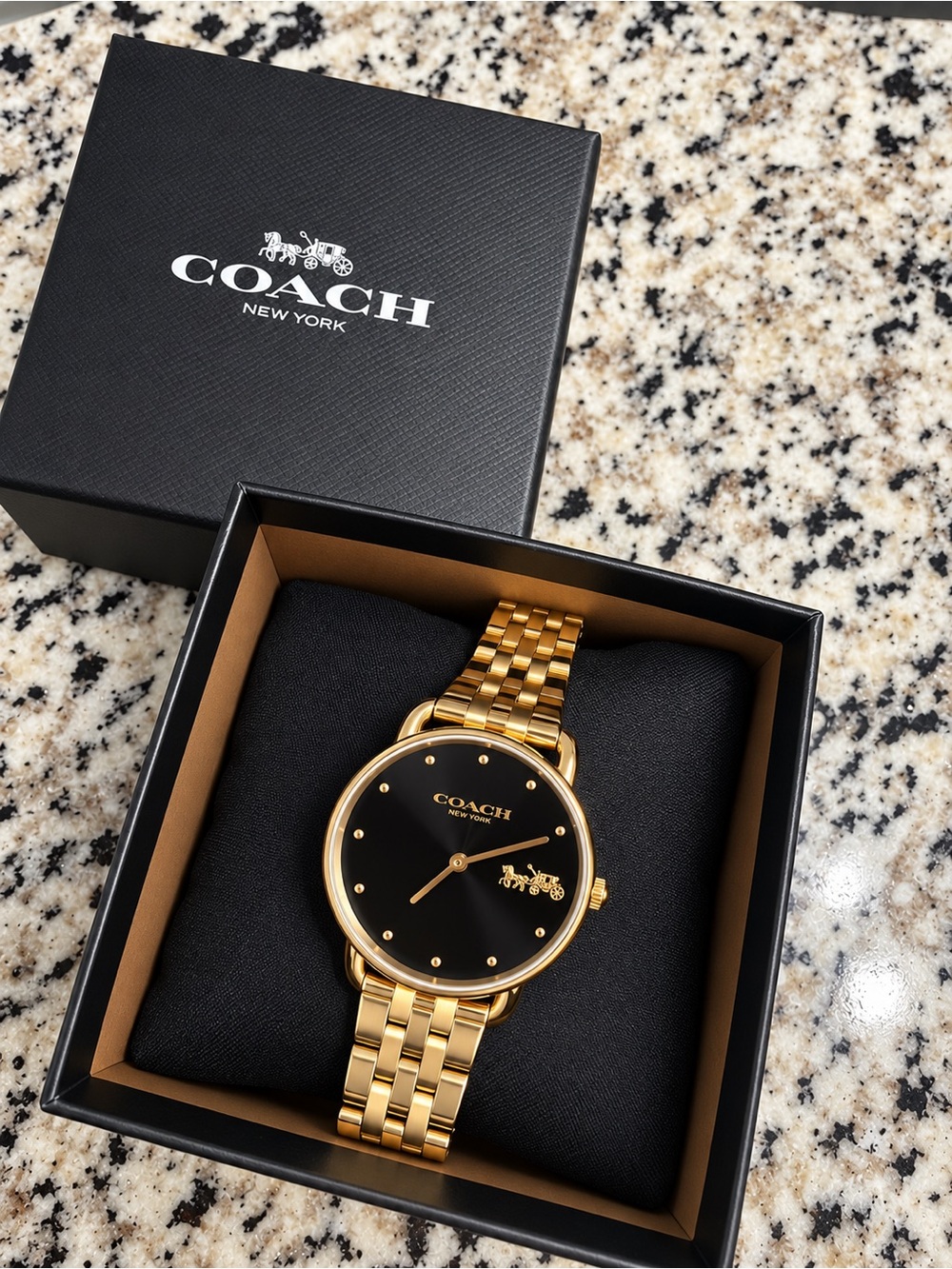 COACH Gold and Black Women's Bracelet Watch